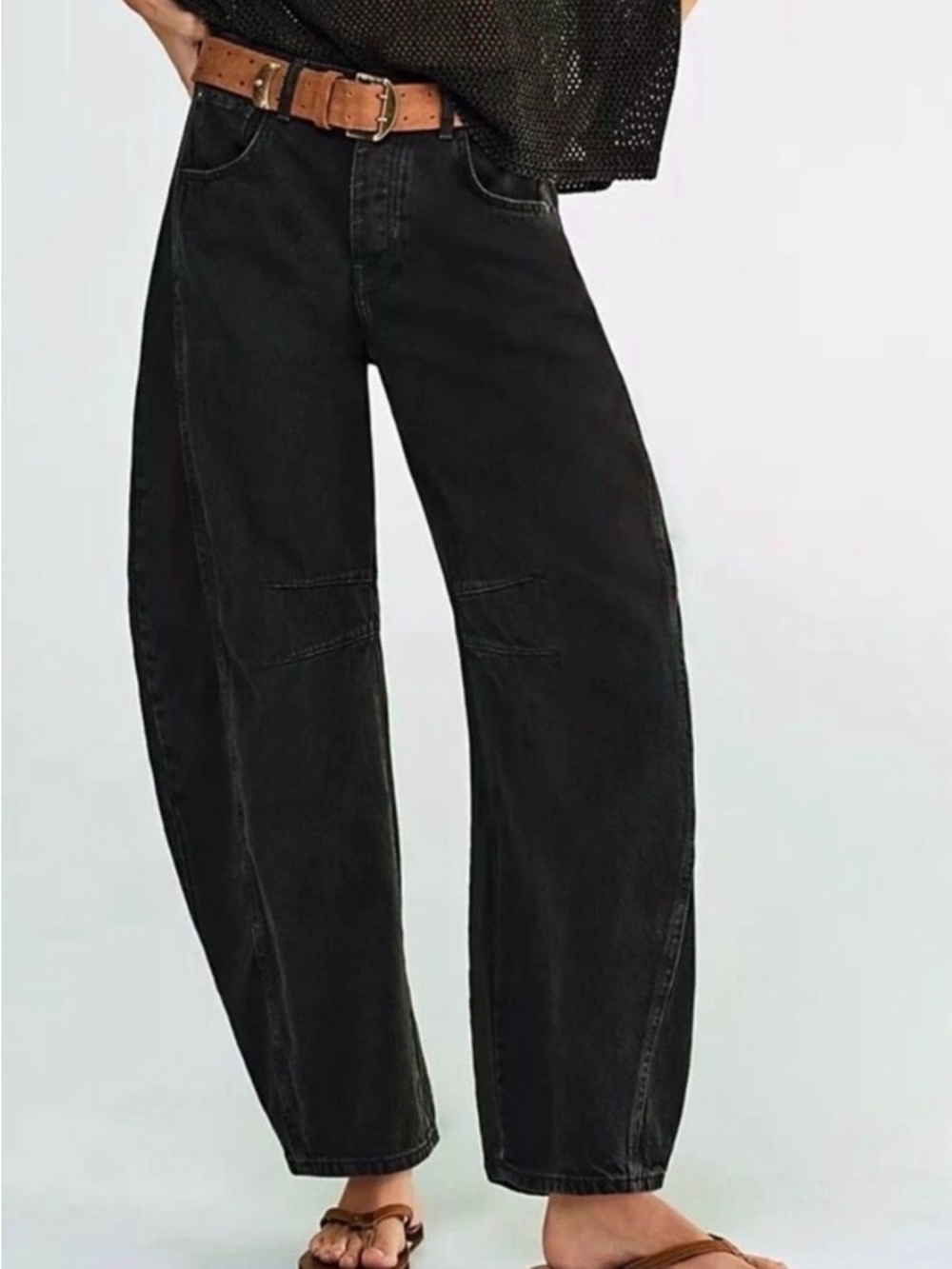 Free People We The Free Good Luck Barrel Jeans Black 25